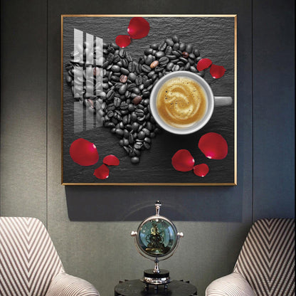 Coffee Charm Glass Finish Square Wall Art