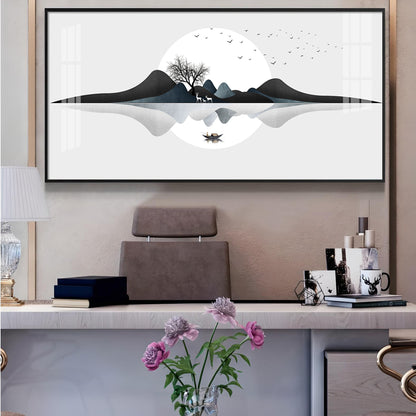 Watercolor Mountains Glass Finish Horizontal Wall Art