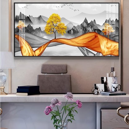 Autumnal Elegance Glass Finish Horizontal Wall Art