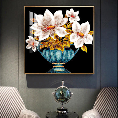 Vase of Vibrance Glass Finish Square Wall Art