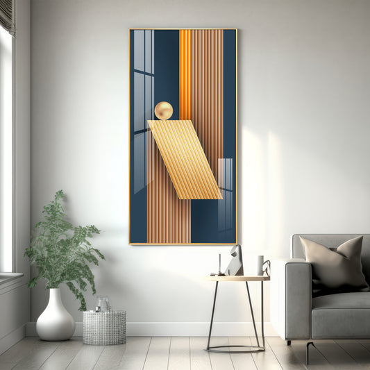 Unfold Abstraction Glass Finish Vertical Wall Art