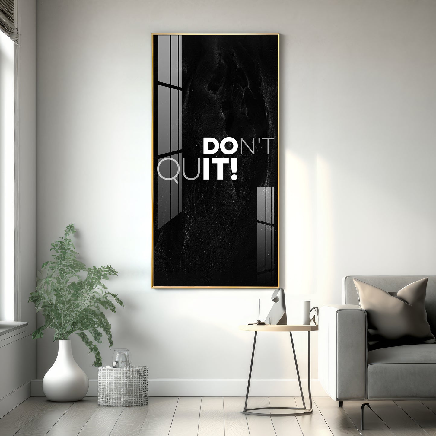 Don't Quit Motivational Glass Finish Vertical Wall Art