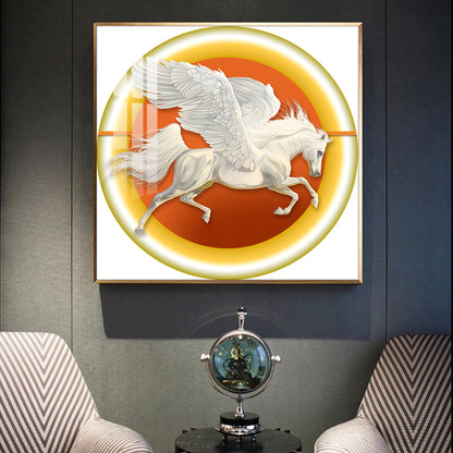 Winged Horse Harmony Glass Finish Square Wall Art