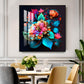 Blossom Noir Glass Finish Square Wall Art