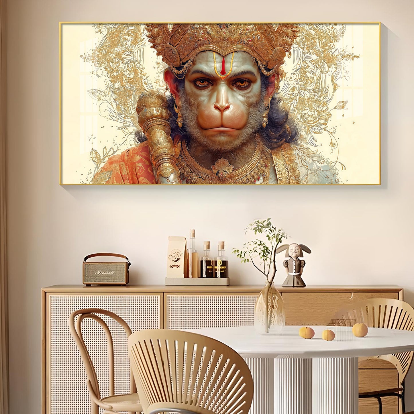 Shri Ram Bhakt Balaji Glass Finish Horizontal Wall Art