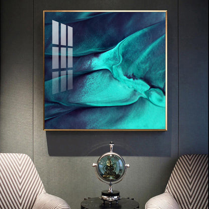 Azure Wave Masterpiece Glass Finish Square Wall Art