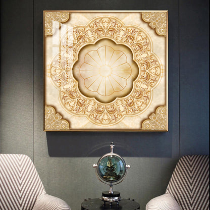 Ornate Masterpiece Glass Finish Square Wall Art