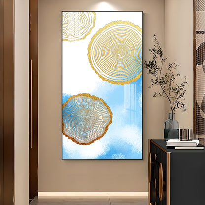 Blue Serenity Rings Glass Finish Vertical Wall Art