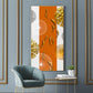 Orange And White Elegance Glass Finish Vertical Wall Art