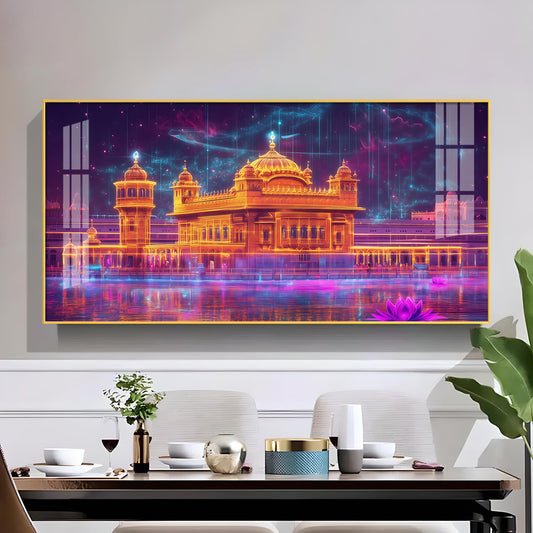 Sri Harmandir Sahib Glass Finish Horizontal Wall Art