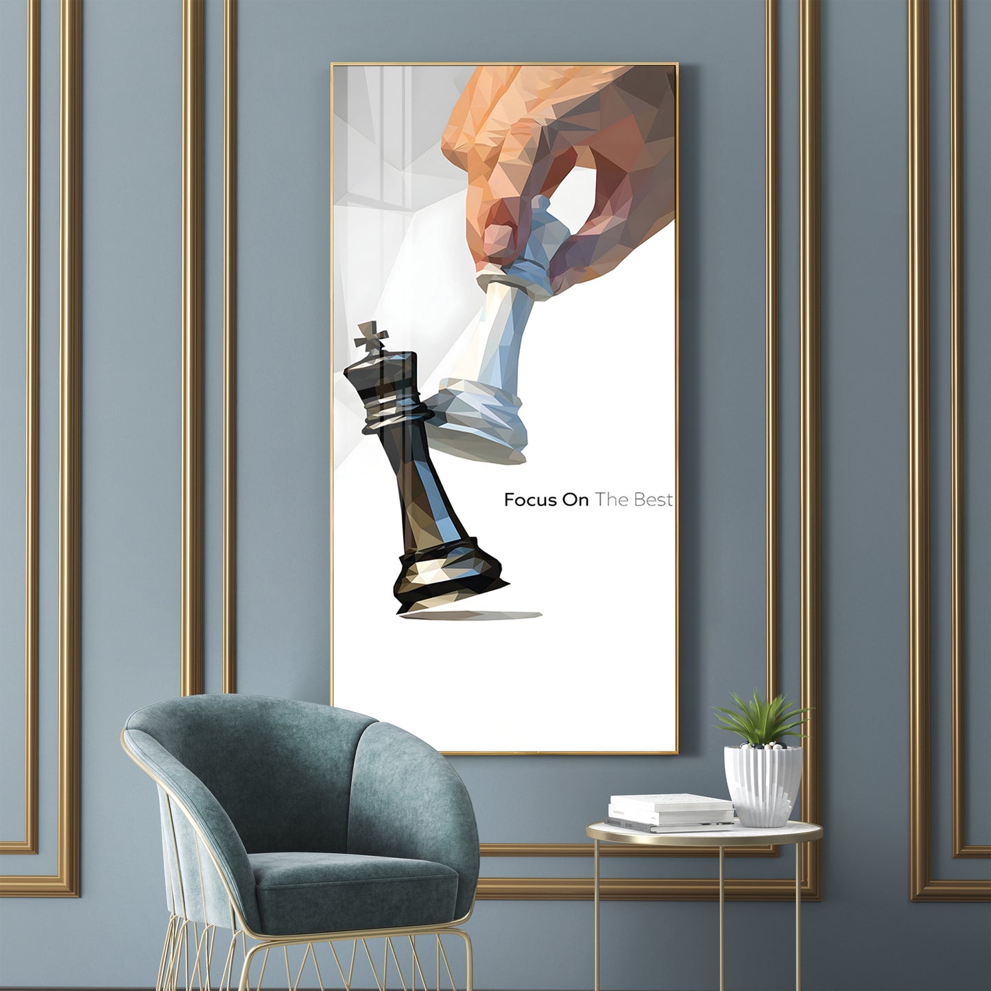 Focus On The Best Motivational Glass Finish Vertical Wall Art