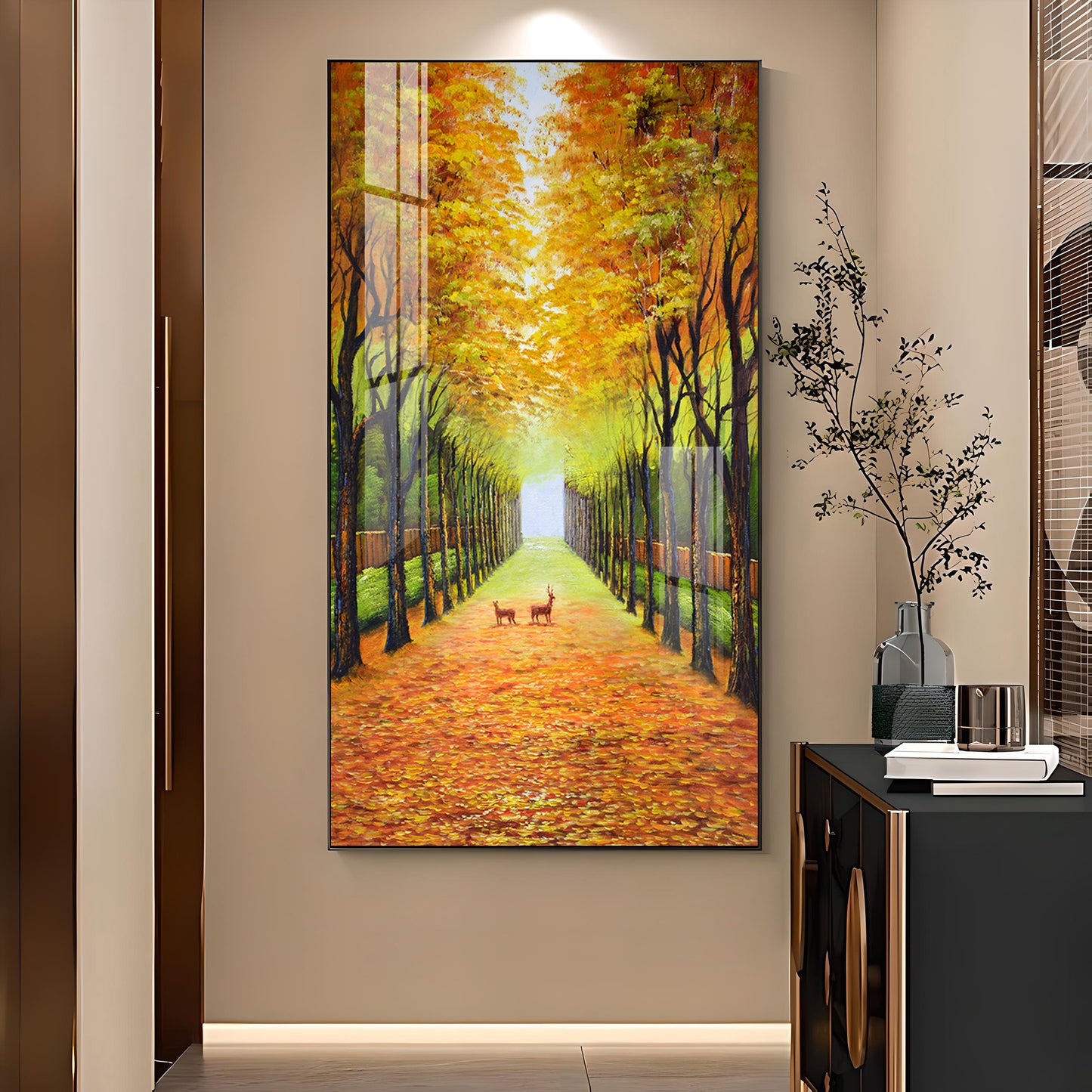 Tranquil Trails Glass Finish Vertical Wall Art