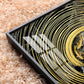 Noir & Gold Fish Glass Finish Square Wall Art