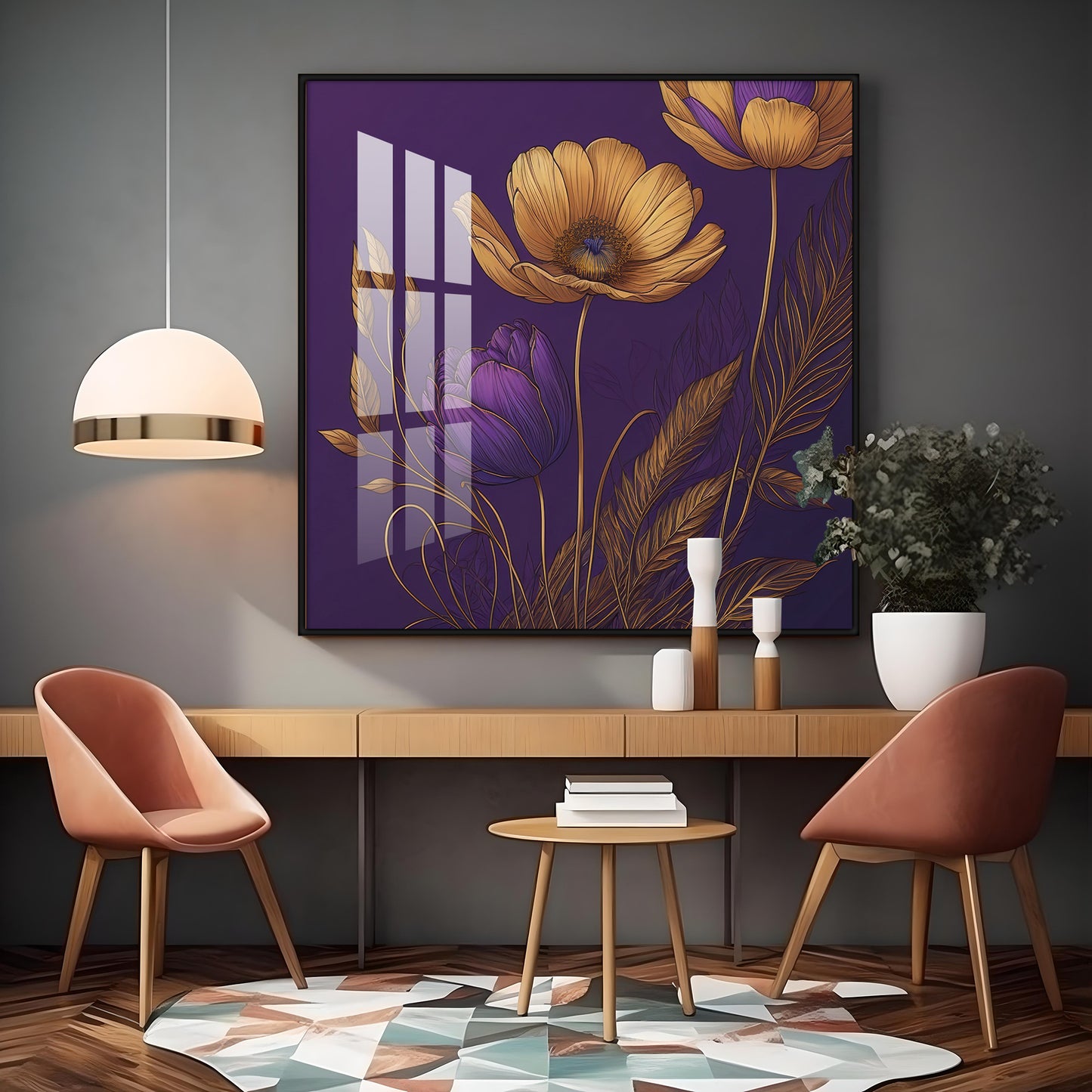 Lavender Haven Decor Glass Finish Square Wall Art