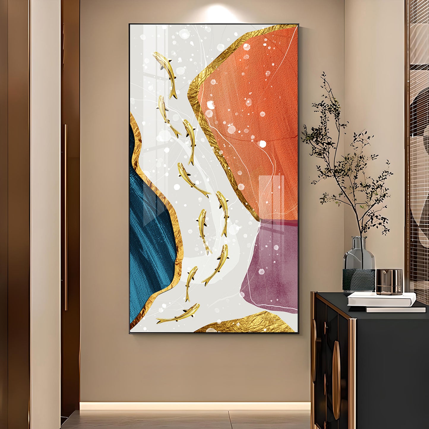 Ethereal Aquatics Glass Finish Vertical Wall Art