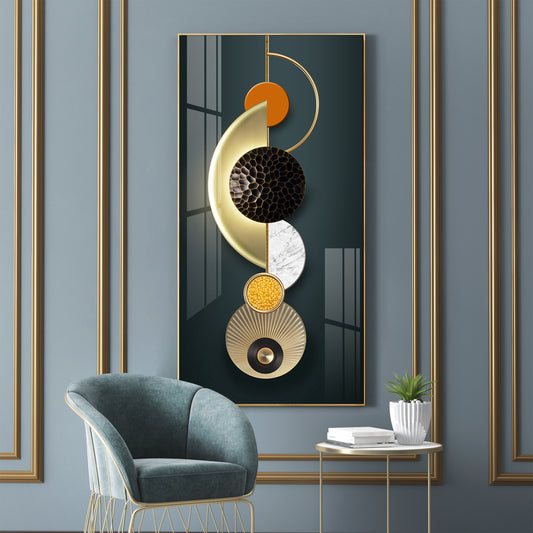 Hemicycle Design Glass Finish Vertical Wall Art