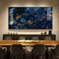 Golden Wavy Lines Glass Finish Horizontal Wall Art