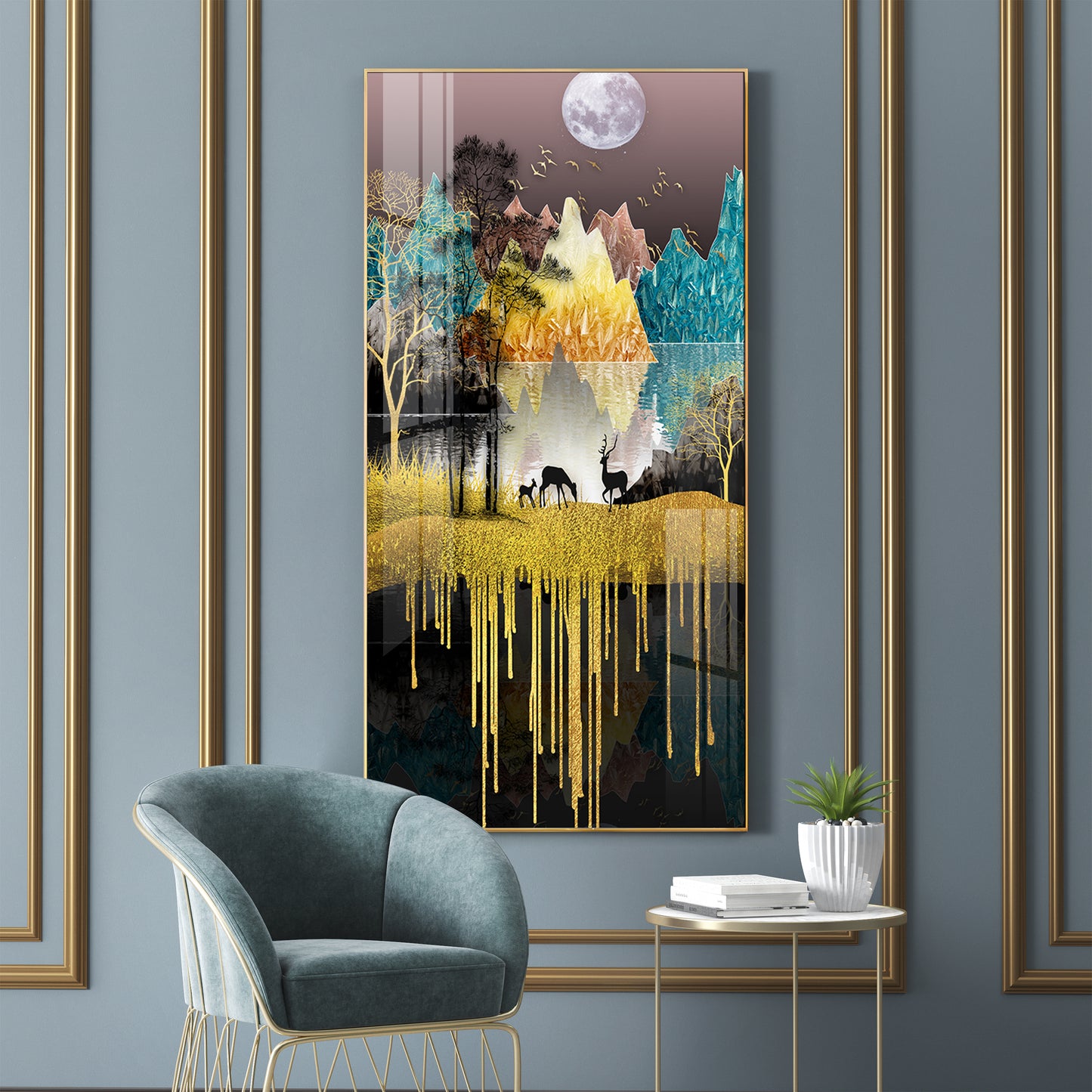 Forest Serenity Glass Finish Vertical Wall Art