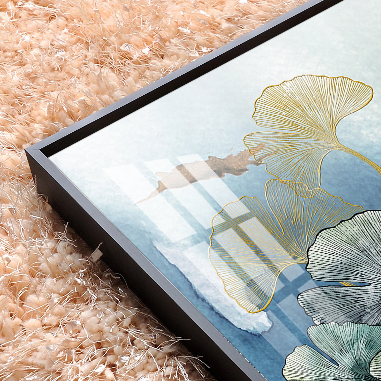 Tranquil Blossom Glass Finish Square Wall Art