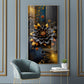 Surreal Black Flower Glass Finish Vertical Wall Art