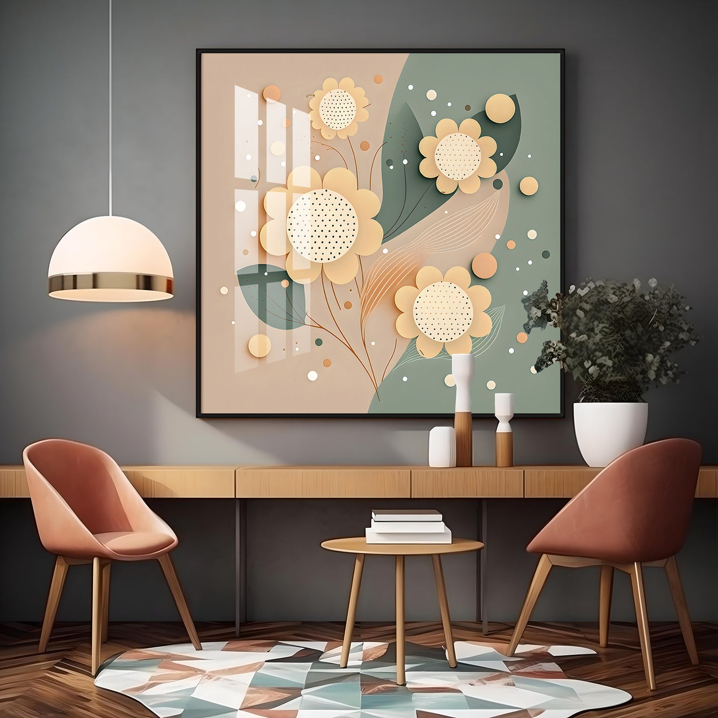 Petal Palette Glass Finish Square Wall Art