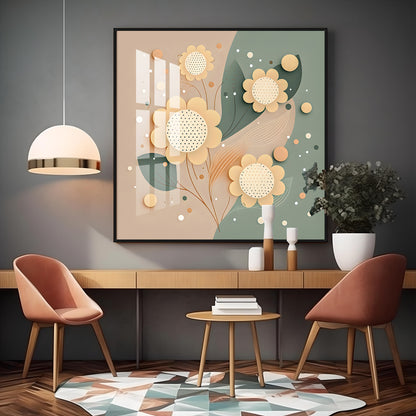 Petal Palette Glass Finish Square Wall Art