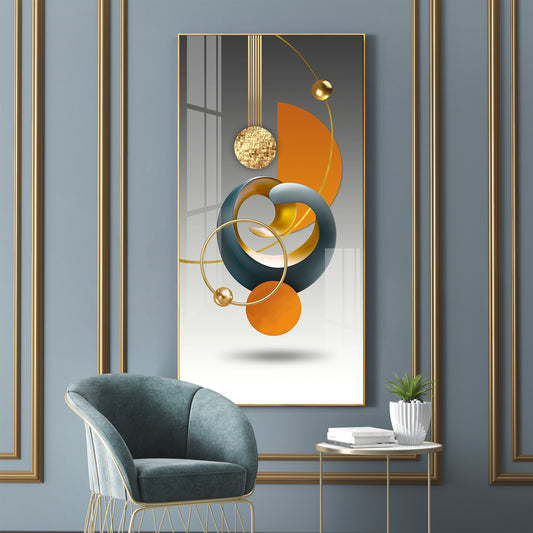 Abstract Geometry Glass Finish Vertical Wall Art