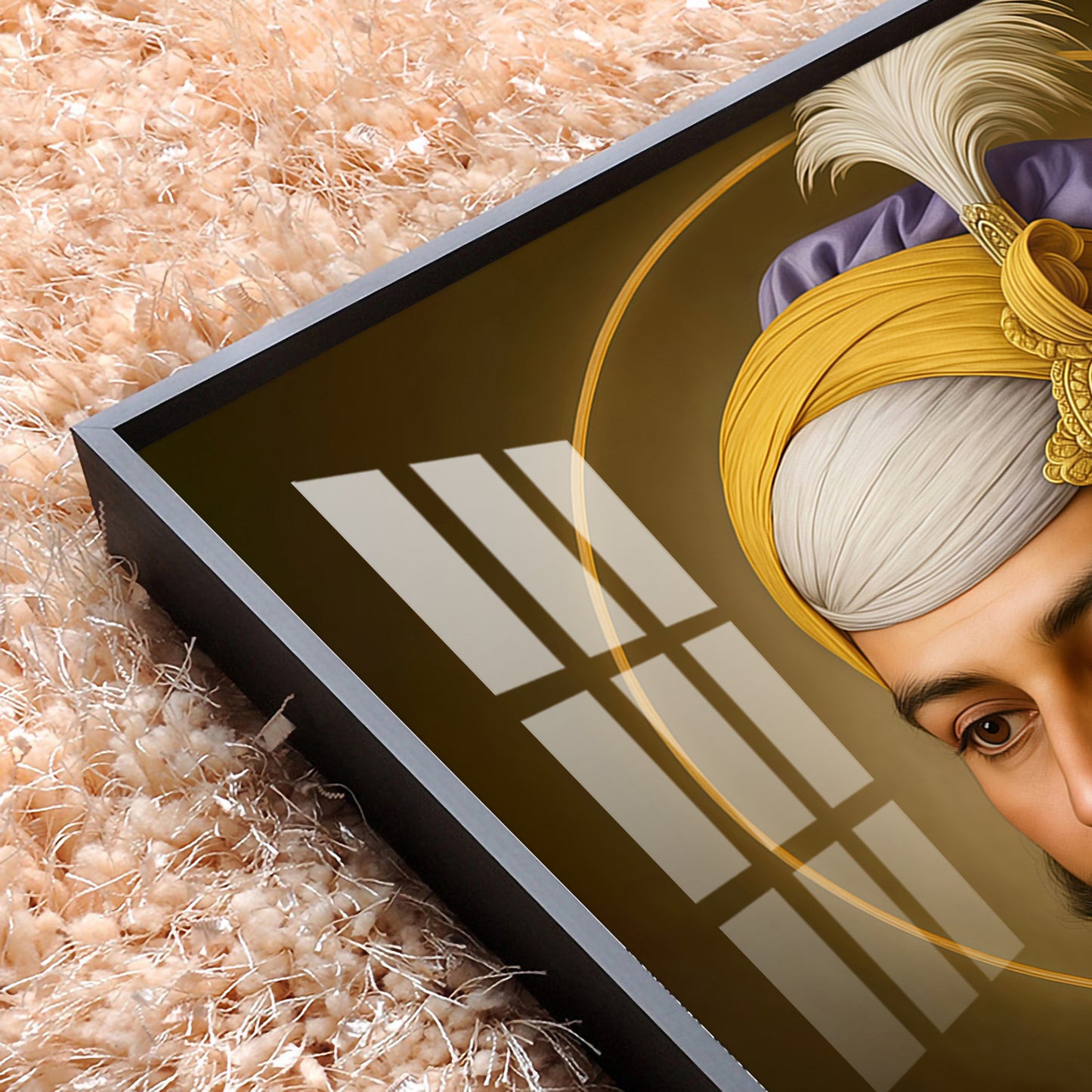 Waheguru Ji Glass Finish Square Wall Art