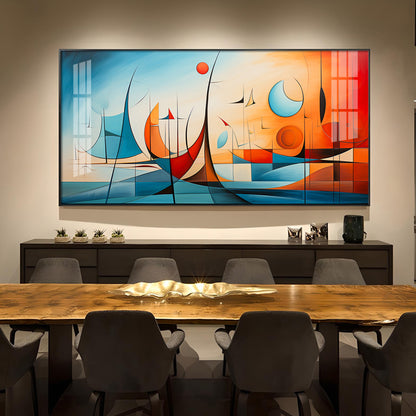 Beautiful Modern Abstract Glass Finish Horizontal Wall Art