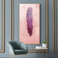 Pink Plume Glass Finish Vertical Wall Art