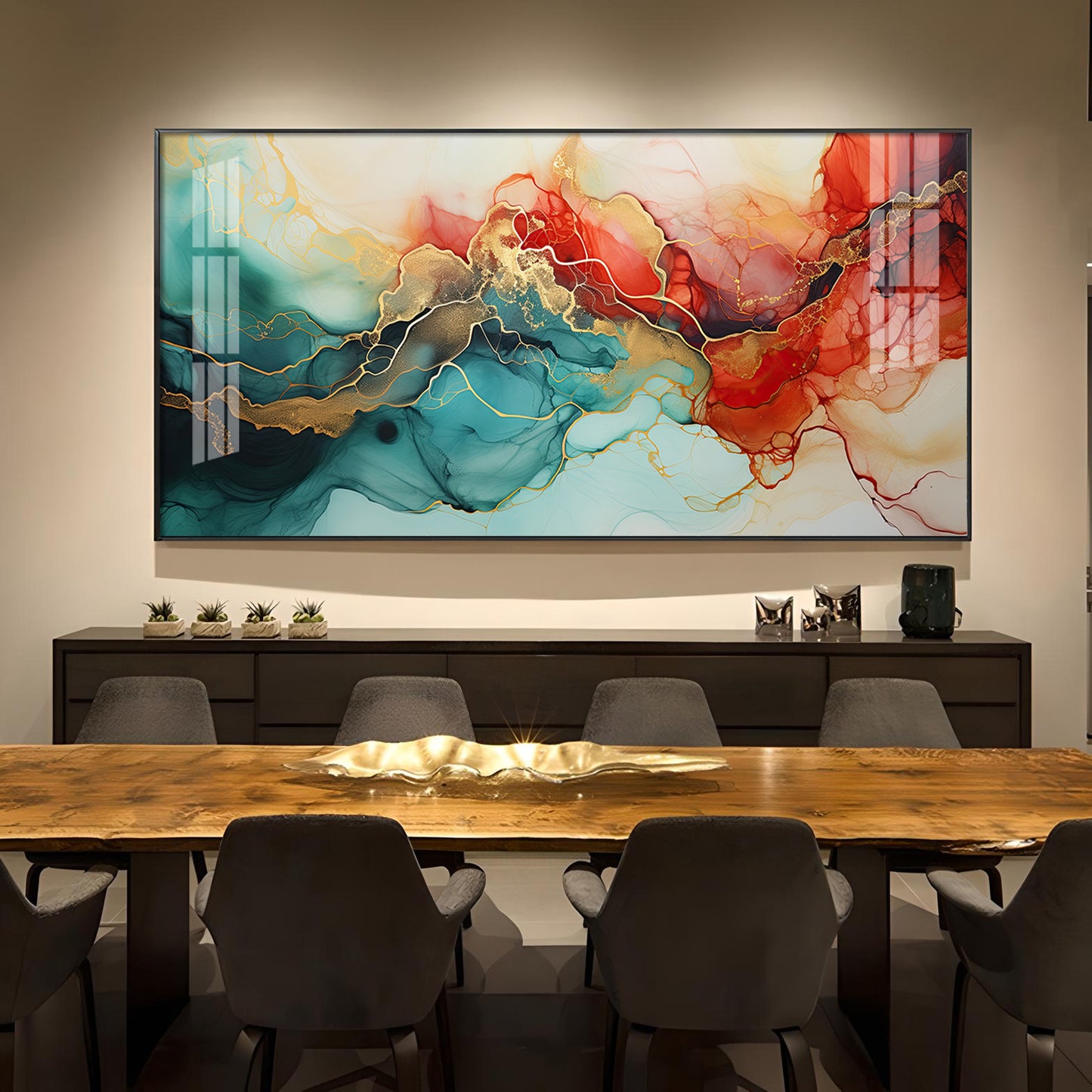 Modern Artwork Fantasy Glass Finish Horizontal Wall Art