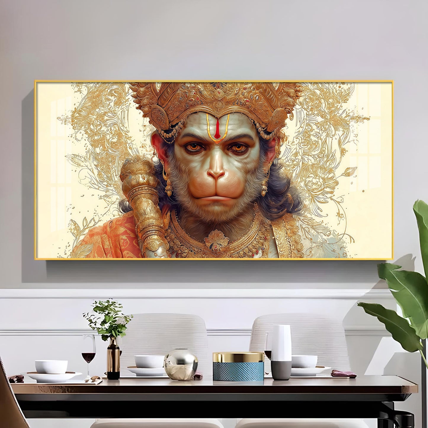 Shri Ram Bhakt Balaji Glass Finish Horizontal Wall Art