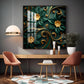 Emerald Garden Flower Glass Finish Square Wall Art