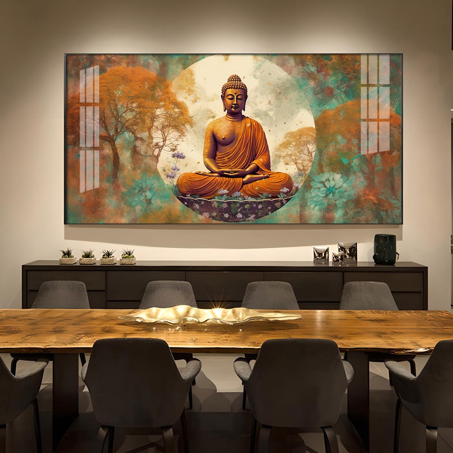 Ancient Buddha Glass Finish Horizontal Wall Art