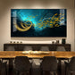 School Of Gold Fish Glass Finish Horizontal Wall Art