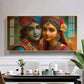 Lord Shri Radha And Krishna Loving Glass Finish Horizontal Wall Art