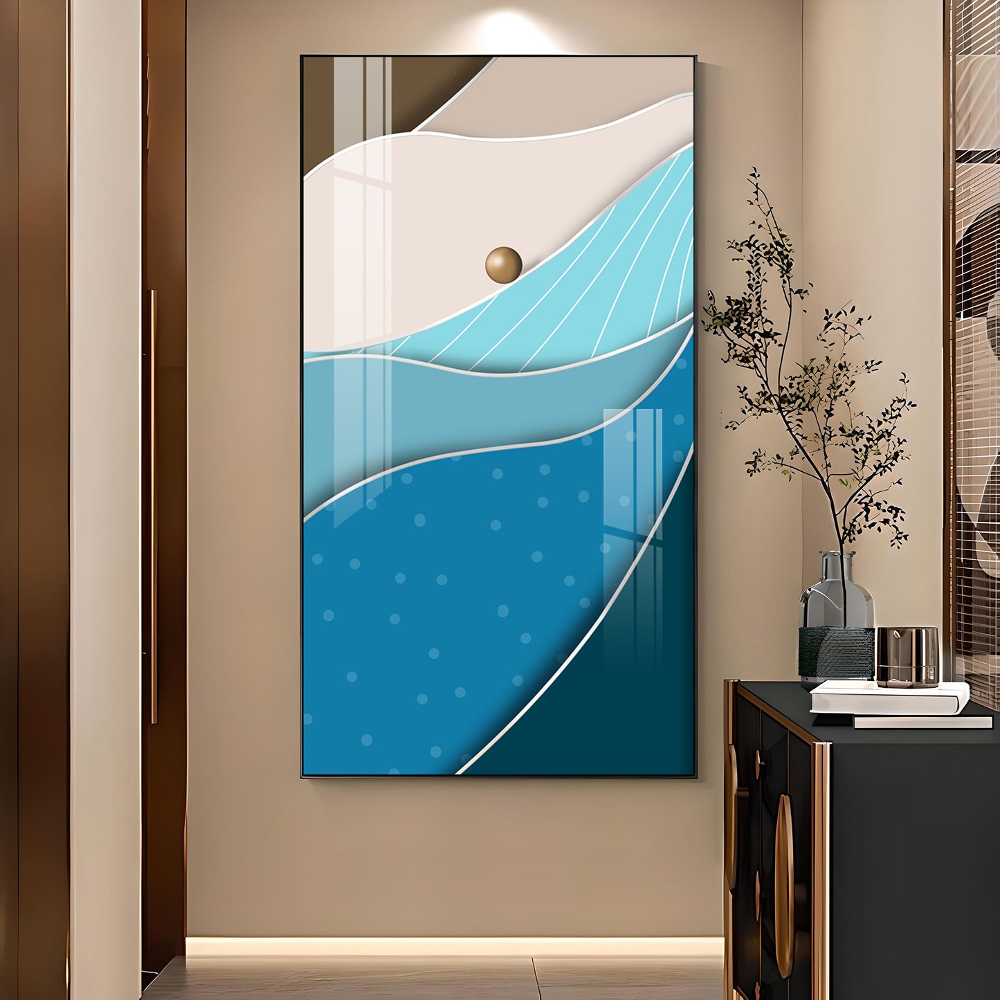 WaveStone Harmony Glass Finish Vertical Wall Art