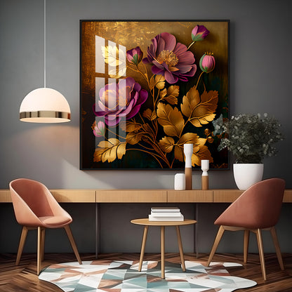 Petals in Harmony Glass Finish Square Wall Art