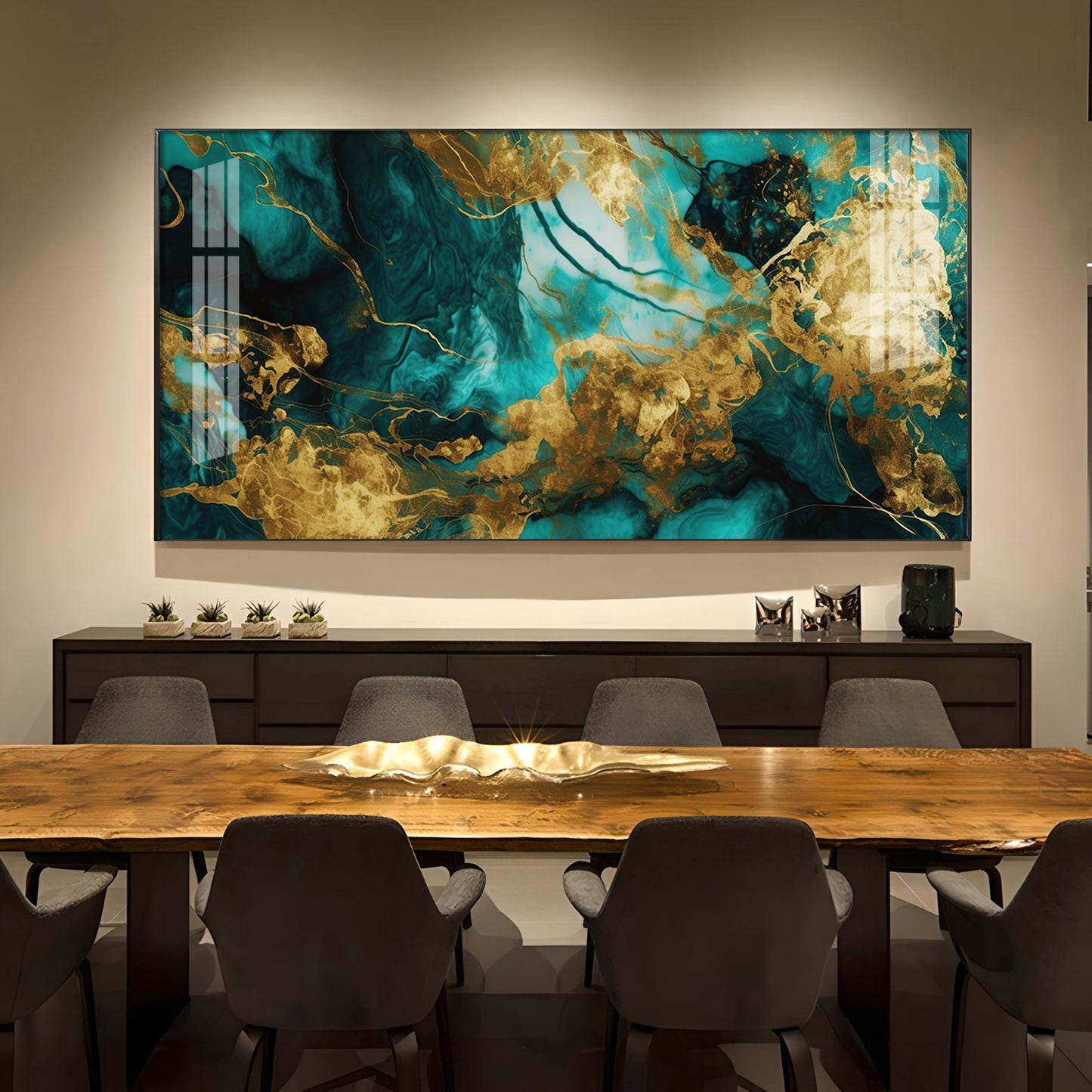 Luxe Fusion Glass Finish Horizontal Wall Art