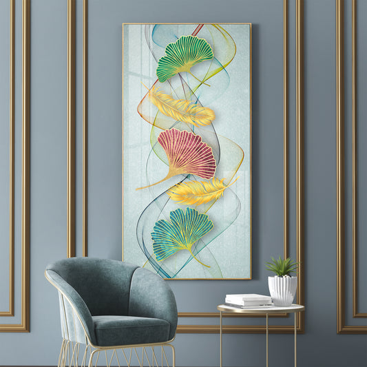 Petal Harmony Glass Finish Vertical Wall Art