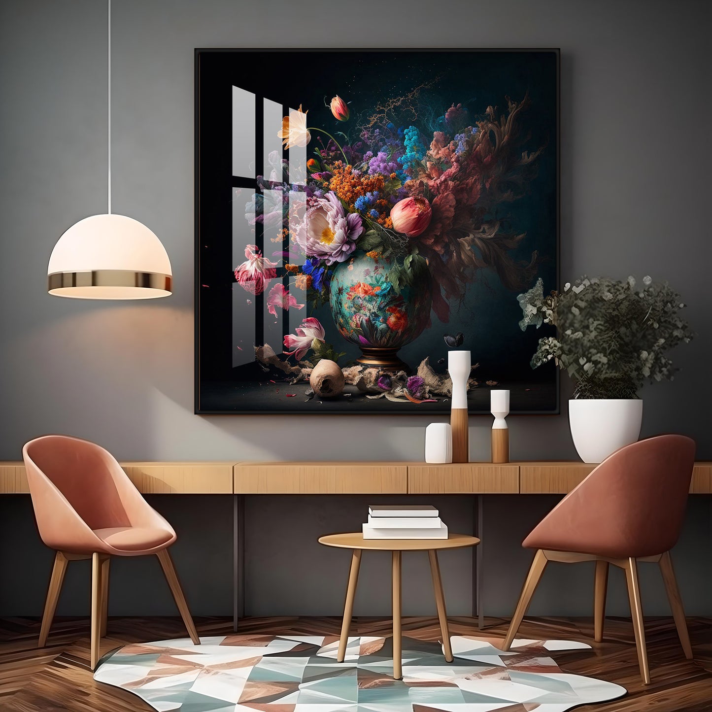 Botanical Beauty Glass Finish Square Wall Art