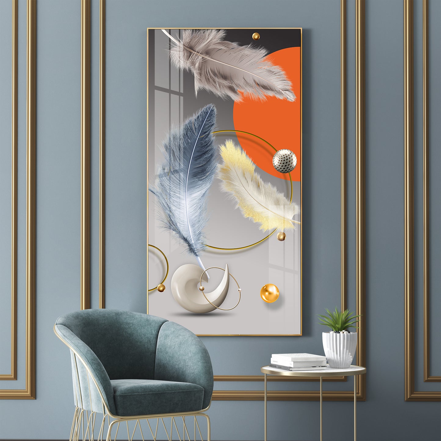 Shellscape Art Glass Finish Vertical Wall Art