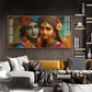 Lord Shri Radha And Krishna Loving Glass Finish Horizontal Wall Art