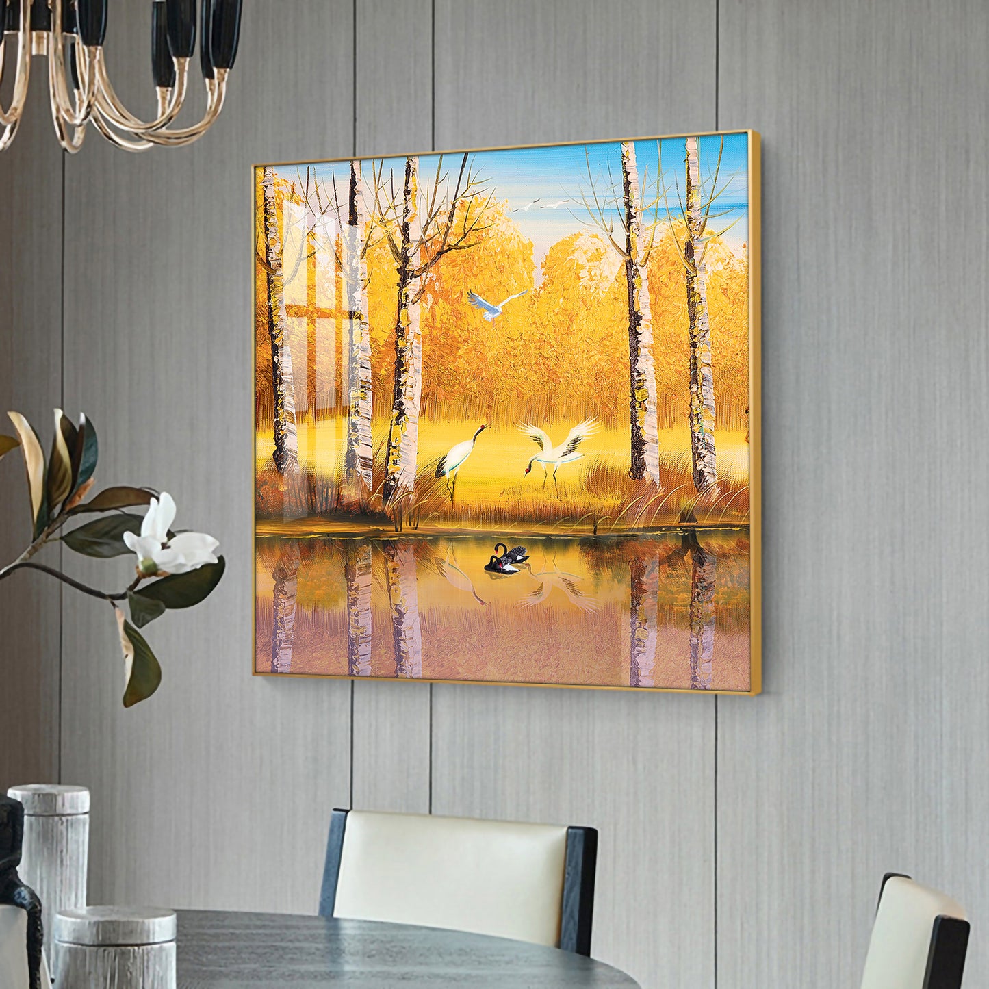 Lakeside Harmony Glass Finish Square Wall Art