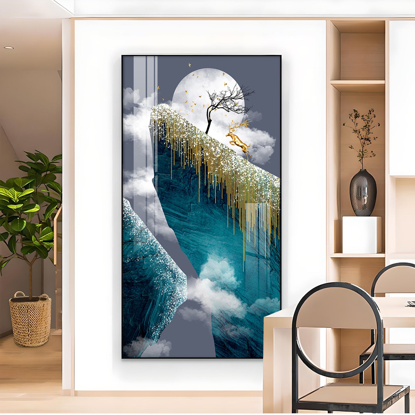 Frosted Heights Glass Finish Vertical Wall Art