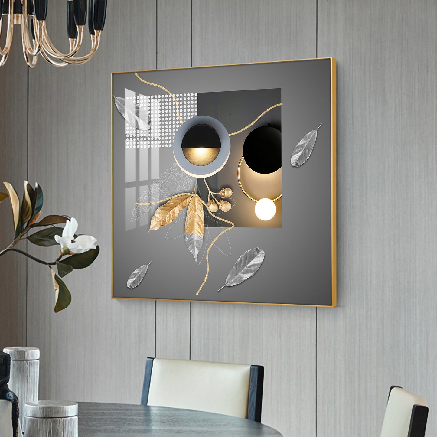 Ethereal Eclipse Glass Finish Square Wall Art