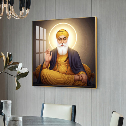 Shri Guru Nanak Dev Ji Glass Finish Square Wall Art