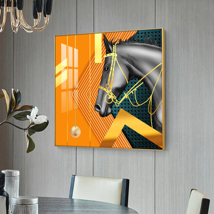 Luxe Horse Glass Finish Square Wall Art