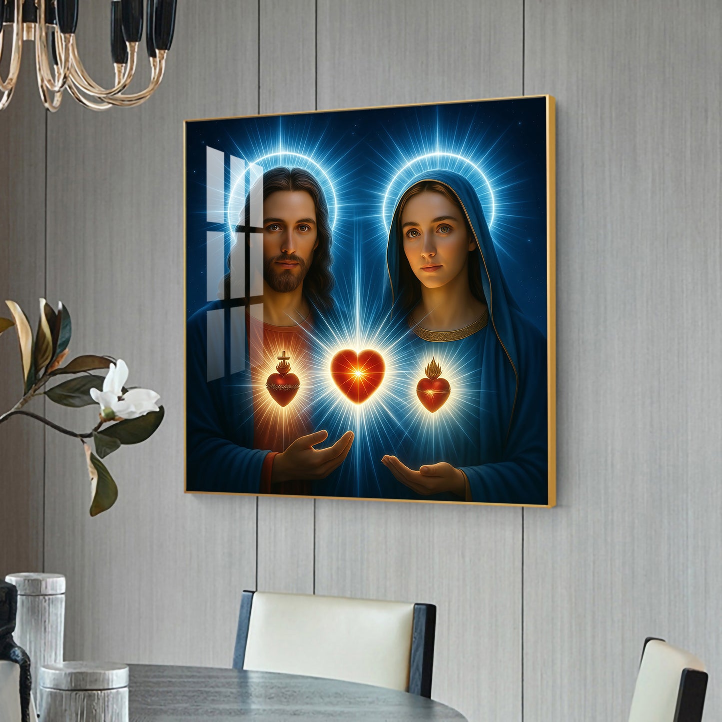Jesus Spiritual Glass Finish Square Wall Art