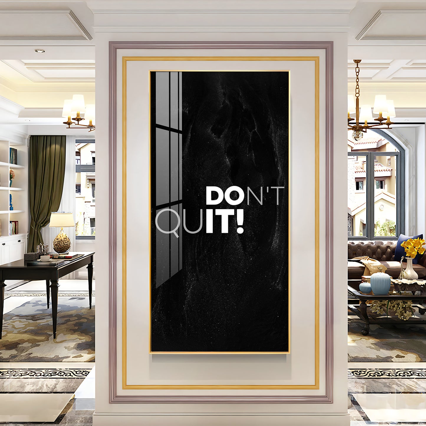 Don't Quit Motivational Glass Finish Vertical Wall Art